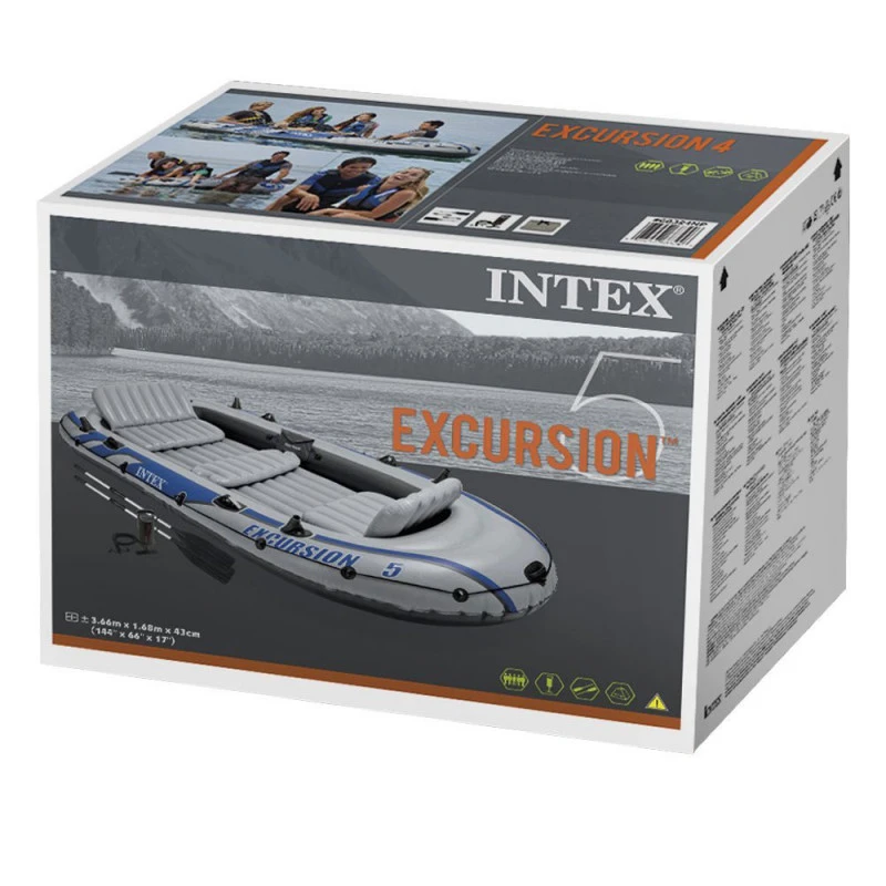 BATEAU GONFLABLE INTEX EXCURSION 5 + 2 AVIRONS + GONFLEUR – Image 5