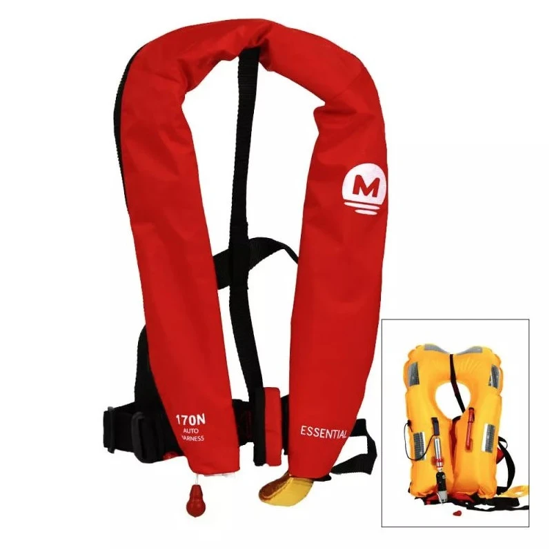 Gilet Gonflable ESSENTIAL ZIP Automatique Avec Harnais 170 N - Rouge – Image 2